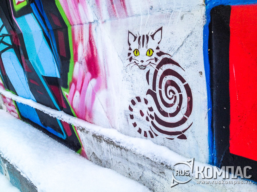 Граффити кошка-улыбака