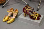 Туфли фасона D"Orsay из вишневого бархата и золотой парчи