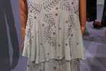 Многослойное платье-туника из светлого крепдешина, декорированное цветочным узором из бисера